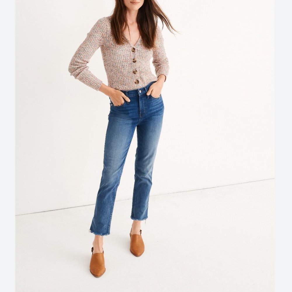 Madewell Stovepipe Jeans in Chancery Wash: Fluffy Hem Edition Size 30